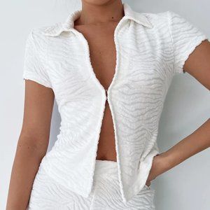 WHITE FOX So Tempted Terry Top - White